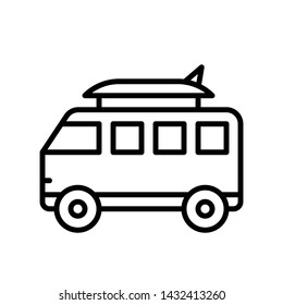 Surf van vector, Summer party related line style icon