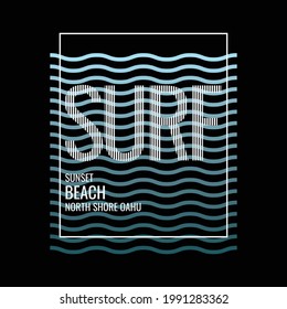 Surf Vektorgrafik von Buchstabengrafik, perfekt für das Design von T-Shirts, Hemden, Hoodies etc.