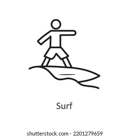 Surf vector outline Icon Design illustration. Holiday Symbol on White background EPS 10 File