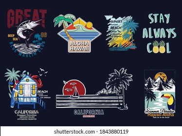 Surf Vector Patch Emblem Set. A collection of vintage, modern, hand drawn and clean vector surf designs.