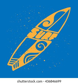 Surf Vector Print. Surfboard decorated design. Summer print.