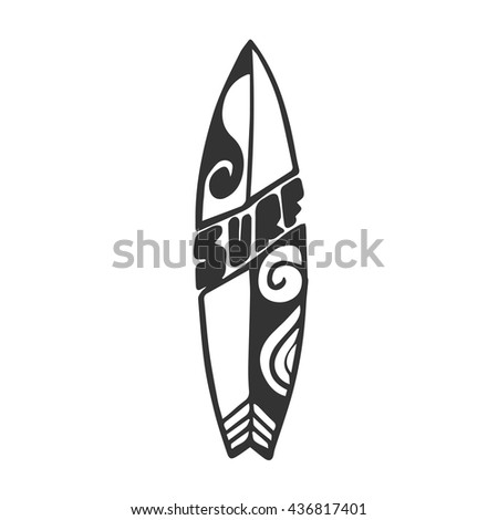 Surf Vector Print Surfboards Decorated Design Stock Vector (Royalty