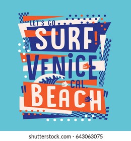 Surf Venice Beach Typography Tee Shirt Stock Vector (Royalty Free ...