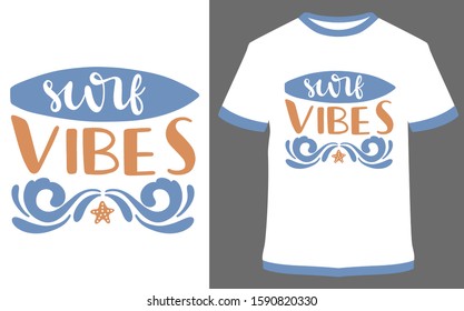 Surf vibes - typography t-shirt vector design illustration, it can use for label, logo, sign, sticker for printing for the family t-shirt.
