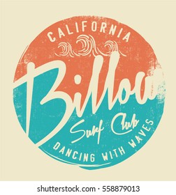 Surf.  Vintage California Surf Typography Print. T-shirt Graphic Design.