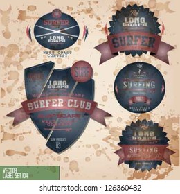 surf vintage label set