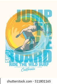 surf. vintage surf print. tee graphic design