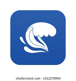Surf wave icon digital blue for any design isolated on white vector illustration
