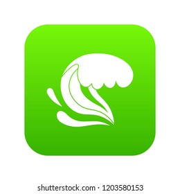 Surf wave icon digital green for any design isolated on white vector illustration
