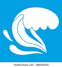 Surf wave icon white isolated on blue background vector illustration