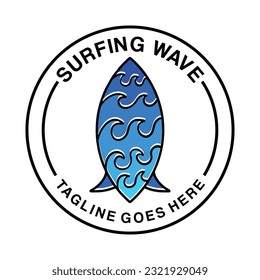 Surf Wave Logo Vector Graphic Design illustration Vintage style Badge Emblem Symbol and Icon