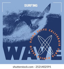 Surf Wave riders tipografía océano print diseño de póster gráfico