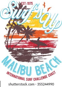 surf wave silhouette vector print