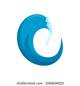 Surfwellen-Logo. Tsinami-Sturmwelle einzeln auf weißem Hintergrund. Cartoon-Vektorgrafik