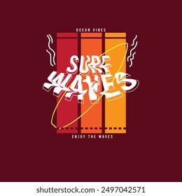 Surf Waves Typography distorted summer beach graphic design