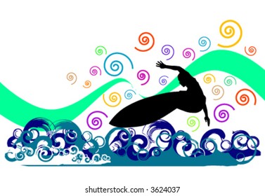 surf and waves vector