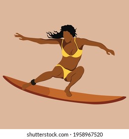 Surf Woman, Abstract Bikini Woman illustration