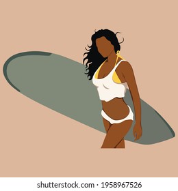 Surf Woman, Abstract Bikini Woman illustration