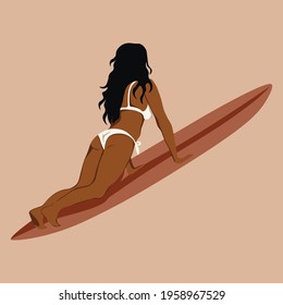 Surf Woman, Abstract Bikini Woman illustration