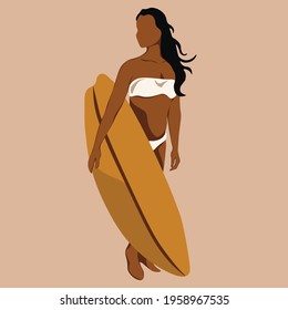 Surf Woman, Abstract Bikini Woman illustration