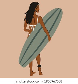 Surf Woman, Abstract Bikini Woman illustration