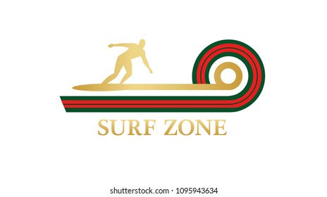 Surf zone typography, Summer beach tee shirt graphic, slogan, printed design.