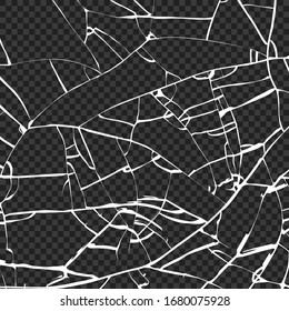 Surface Of Broken Glass Texture. Sketch Shattered Or Crushed Glass Effect. Vector 