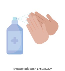 surface cleaning with spray bottle prevention covid 19 , flat style icon vector illustration design