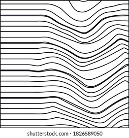 The surface is composed of parallel lines. They distort and stretch downward in one place.