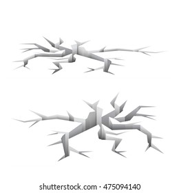 Surface crack, earthquake hole concept, 3d illustration, vector on white background, eps 10