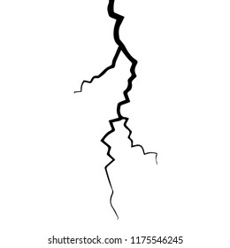 Surface cracked ground. Sketch crack texture. Split terrain after earthquake. Vector illustration on transparent background	