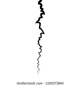 Surface cracked ground. Sketch crack texture. Split terrain after earthquake. Vector illustration on transparent background	