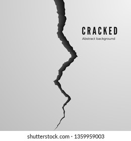 Surface cracked ground. Sketch crack texture. Split terrain after earthquake. Isolated vector illustration