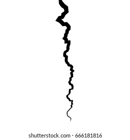 Surface cracked ground. Sketch crack texture. Split terrain after earthquake. Vector illustration on transparent background	