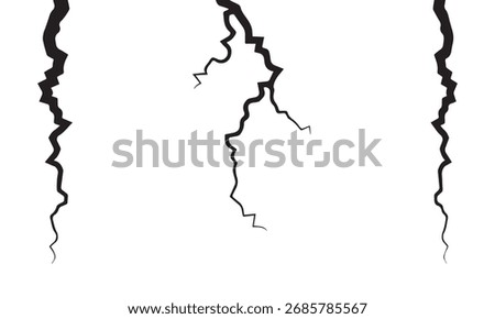 Surface cracked ground. Sketch crack texture. Split terrain after earthquake. Transparent background. Stock royalty free PNG. Vector illustration eps file.