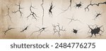 Surface cracks and fissures in ground, concrete, crevices from disaster top view. Breaks on land surface from earthquake. Broken ground, wall, glass pattern effect. Ground cracks Vector illustration
