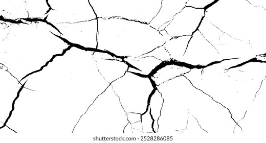 Surface cracks and fissures in ground. Vector grunge cracked texture style with cracked texture.
