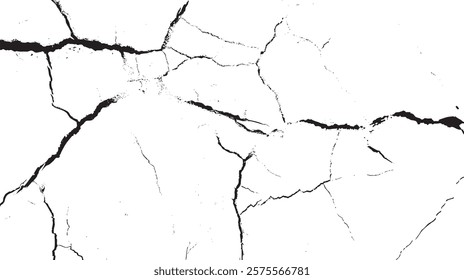 Surface cracks and fissures in ground. Vector grunge cracked texture style with cracked texture.
