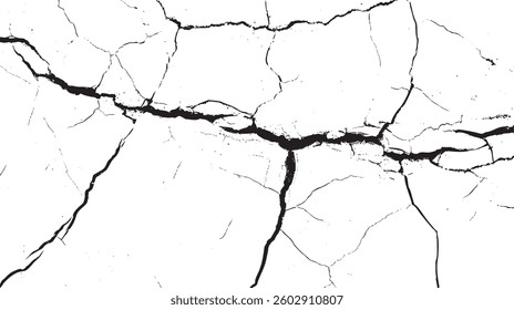 Surface cracks and fissures in ground. Vector grunge cracked texture style with cracked texture.	