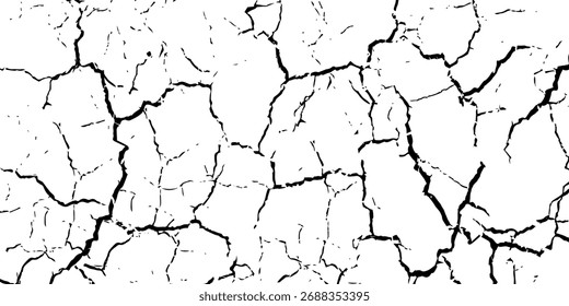 Grietas superficiales y fisuras en el suelo. Vector grunge estilo de textura agrietada con textura agrietada.
