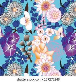 Surface Design with Flowers in Summer Colors