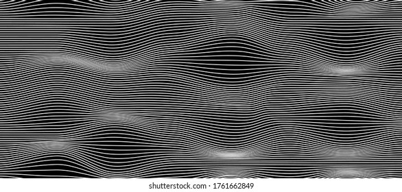 Surface with distorted lines, abstract digital background. Technology pattern for web design. Vector illustration