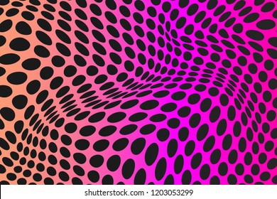 Surface With Dots, Gradient Abstract Optical Illusion Background, Color Op Art Banner, Vector Design Element