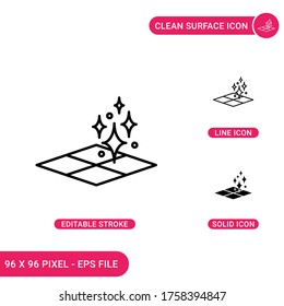 Surface floor icons set vector illustration with solid icon line style. Easy cleaning floor concept. Editable stroke icon on isolated background for web design, infographic and UI mobile app.