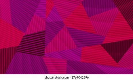 a surface formed from striped polygons of red-purple tones. art wallpaper. vector