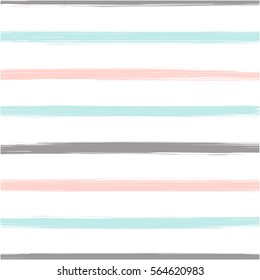 Surface with grey, mint and pink stripes. Hand drawn striped background for textile, wallpaper, web design, wrapping paper, fabric, paper. Trendy colors. Grunge style.