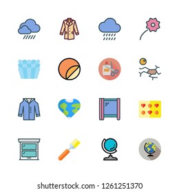 surface icon set. vector set about earth globe, window, drought and rain icons set.