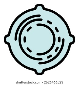 Icono de boca de inspección de superficie. Color plano del icono del Vector de la boca de la superficie del contorno aislado