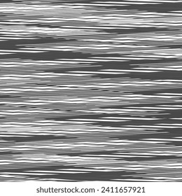 Surface material with striations, tears and cracks. Damaged texture. Grunge hatched background. Graphics in black and white. Vector seamless.