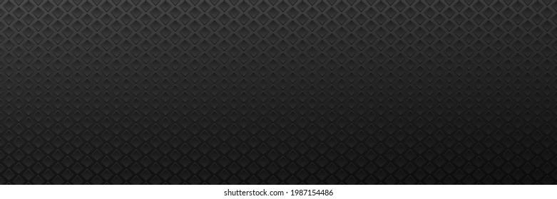 Surface from metal rhombuses dark background. Monochrome geometric square running in rows vector tilt in futuristic style